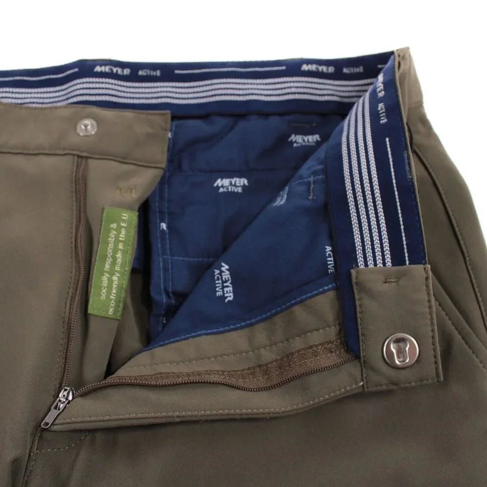 Meyer NWT Chinos / Casual Pants Size 50 34 US Solid Brownish Green Cotton Blend - Picture 3 of 11
